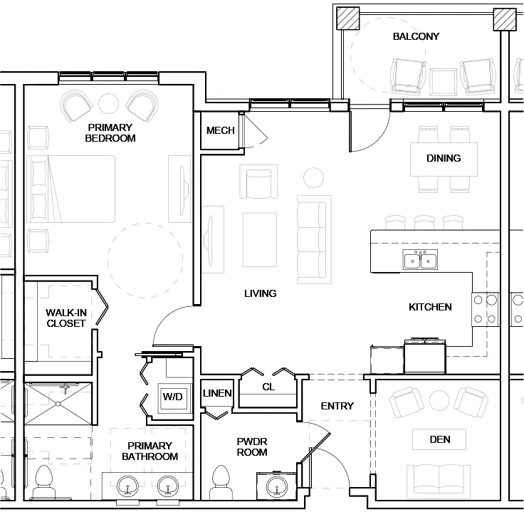 Heath Village - Type 1 Bed with Den floor plan