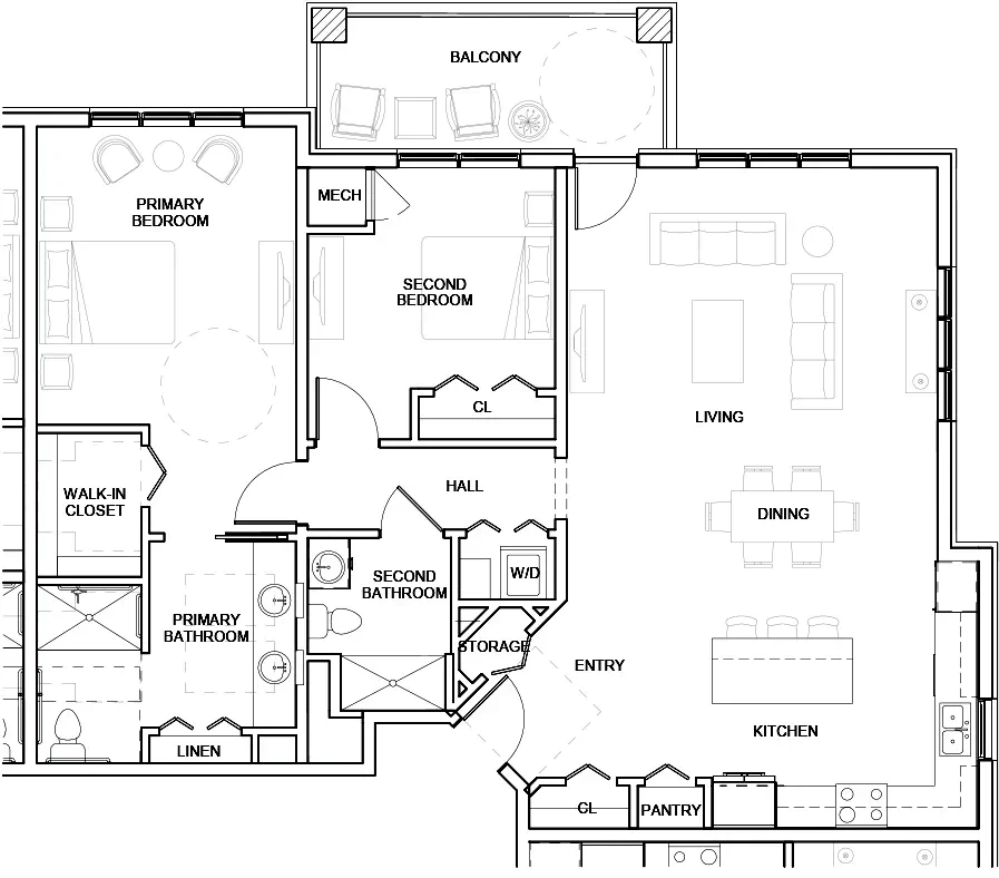 Heath Village - Type 2 Bed end floor plan