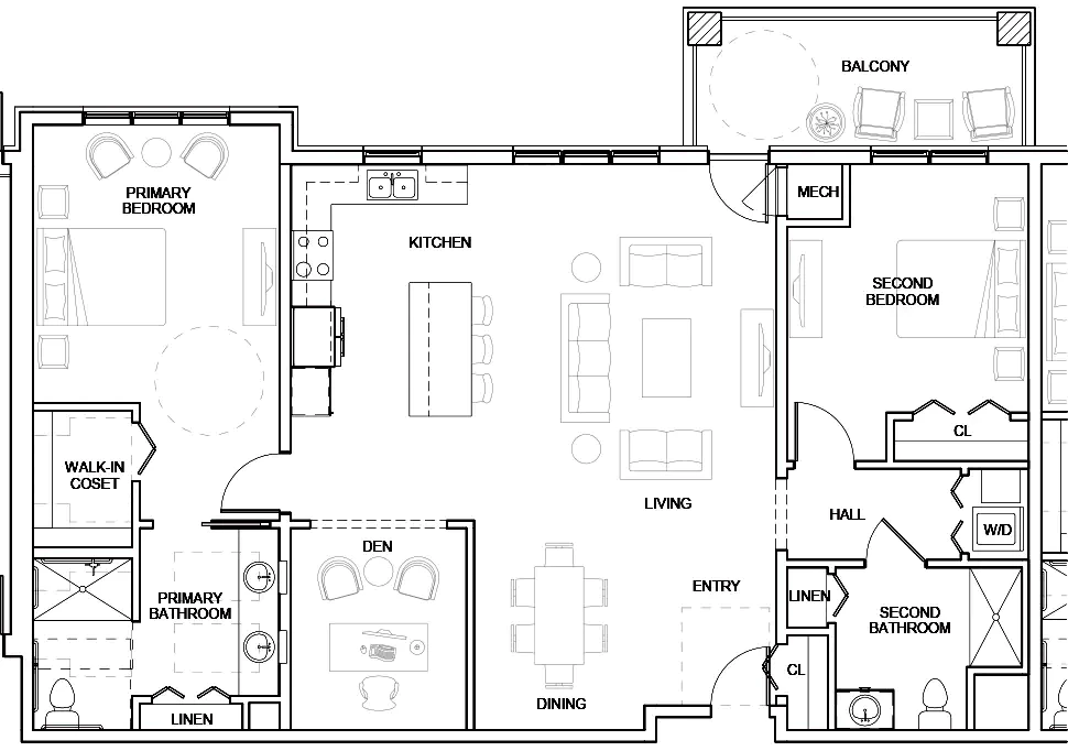 Heath Village - Type 2 Bed with Den floor plan